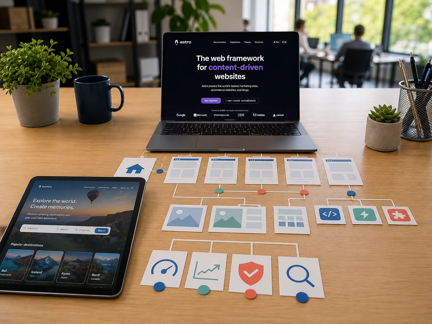 Website planning with content structure, performance, and technical SEO