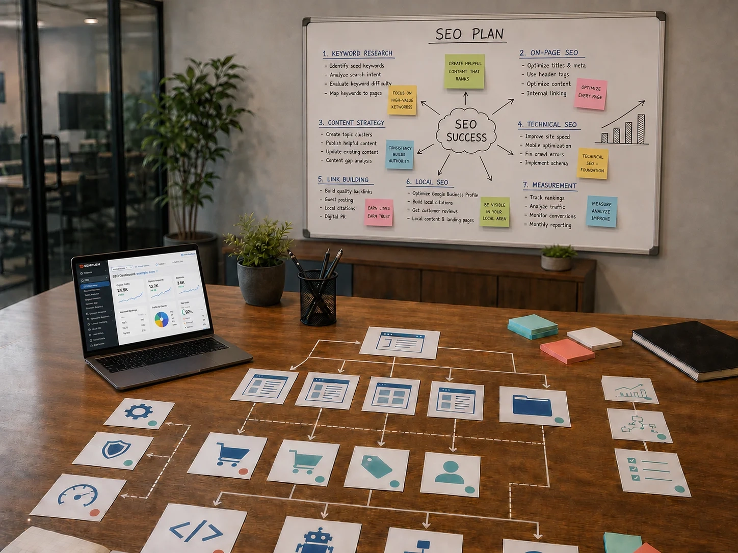 Technical SEO review of WordPress templates, metadata, and search signals